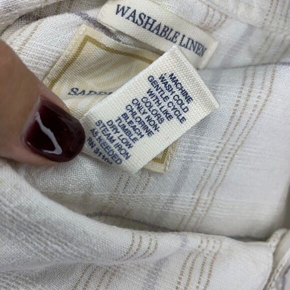 Saddlebred Shirt Mens 3XLT Beige Plaid Linen Blend Short Sleeve Button up - Picture 10 of 10